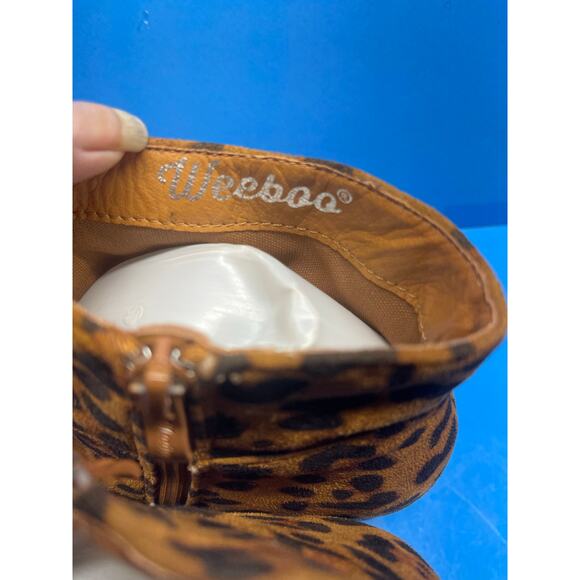 Weeboo Women's Size 8.5 Animal Print Brown Ankle Booties Boots Side Zip - Picture 6 of 11